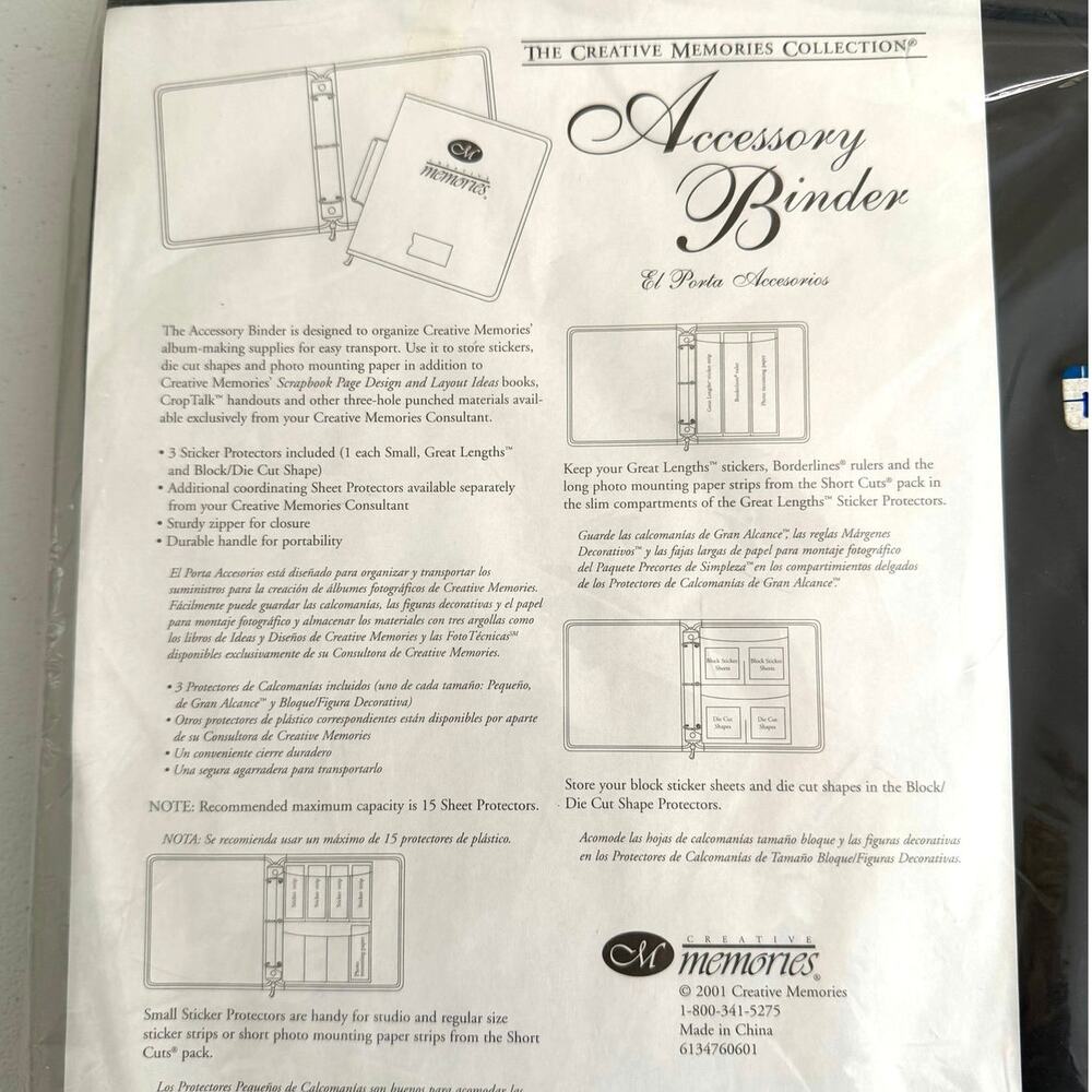 New in sealed package Creative Memories Accessory Binder large 3 protectors - Picture 3 of 5